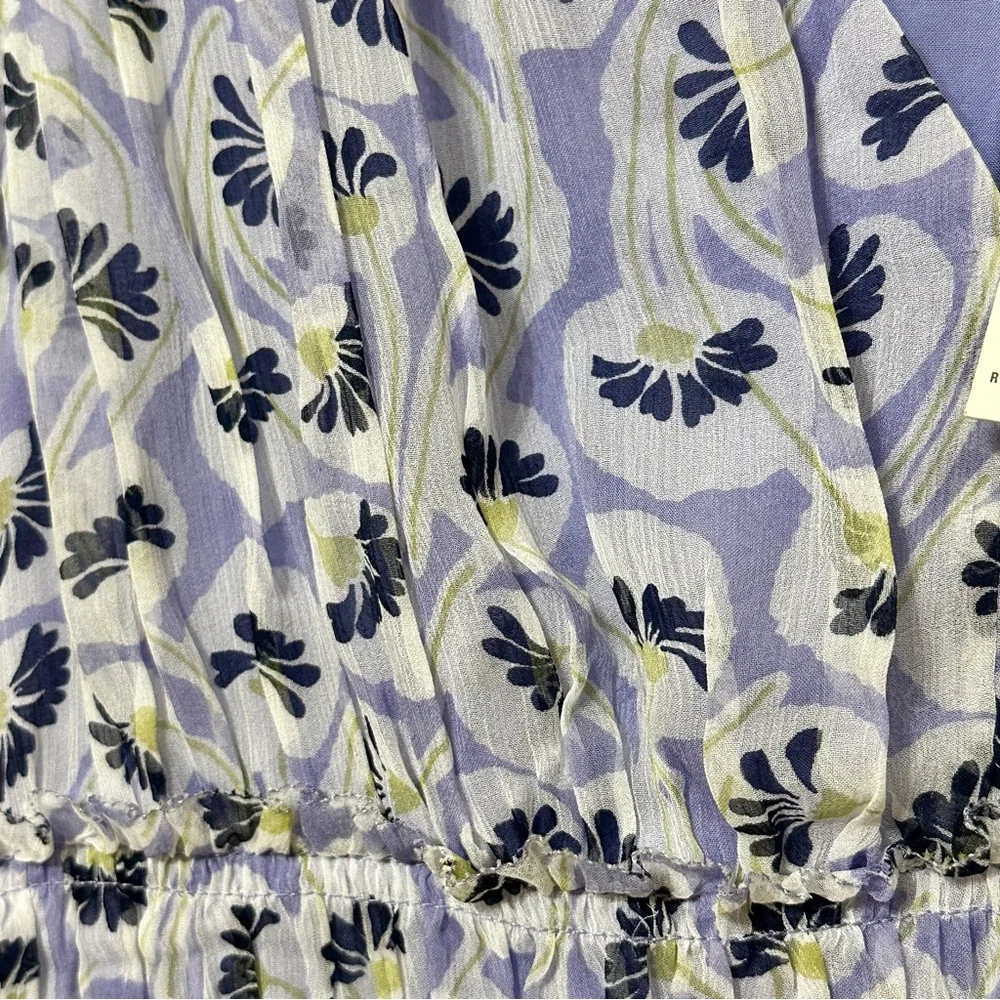 NWT Rebecca Taylor Deco Floral Print Silk Blouse Fleur Aster Ruffle Peplum Sz 8 - Picture 7 of 13